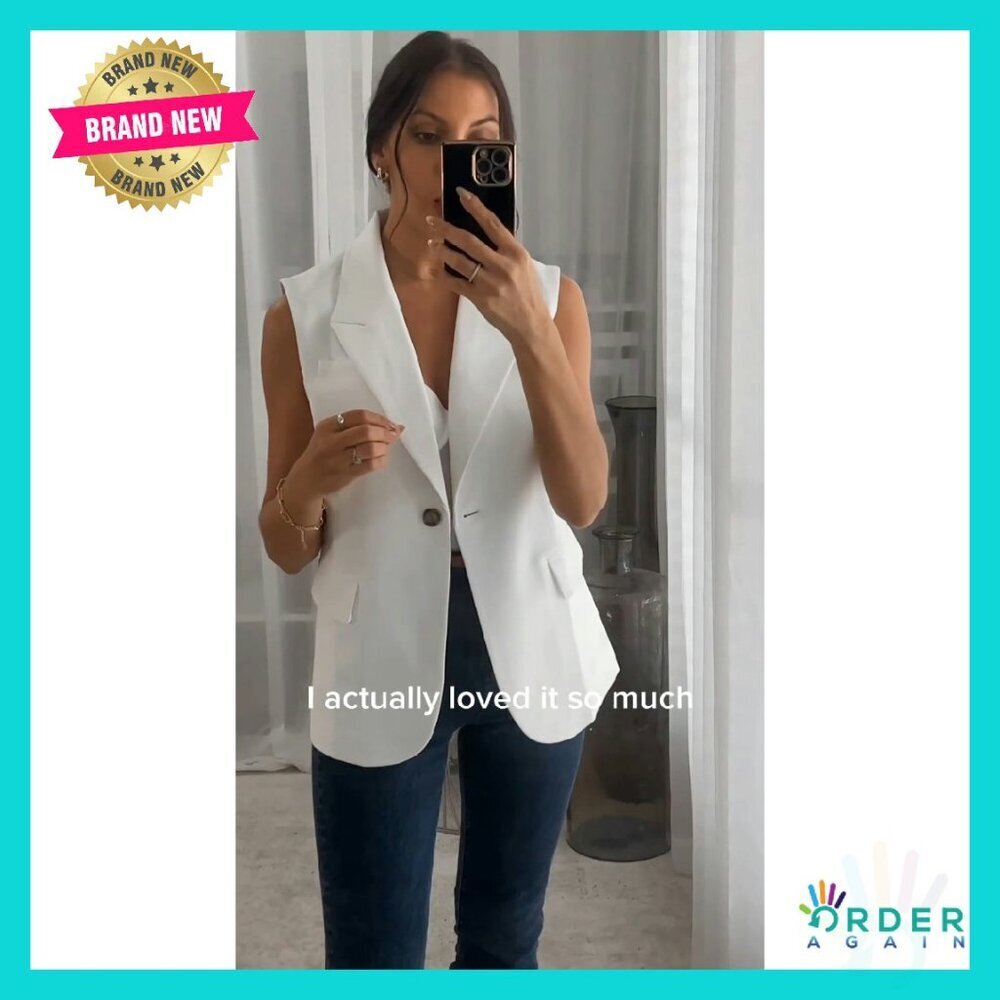 Sleeveless Blazer Vest Fully Lined Tailored Fit Professional Office Wear - Picture 6 of 6